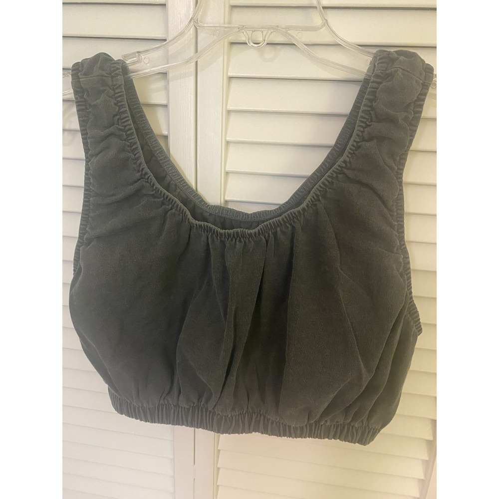 People of Leisure Organic 100% Cotton Cropped Tank Gray Scoop Neck Size Small - Picture 1 of 4
